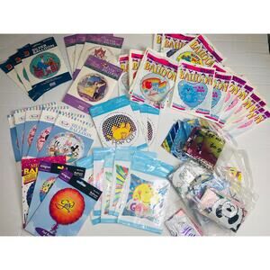 Big Lot of 55 Mylar Balloons Assorted Themes Disney Boy Girl Get Well Mickey NOS